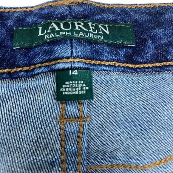 Lauren ralph Lauren Blue Medium Wash Modern Straight Curvy Denim Jeans US 14 - Picture 10 of 12